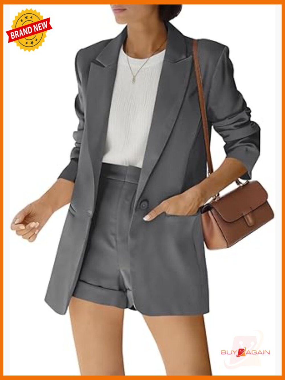 2 Piece Open Front Blazer and Short Pants Suit Set